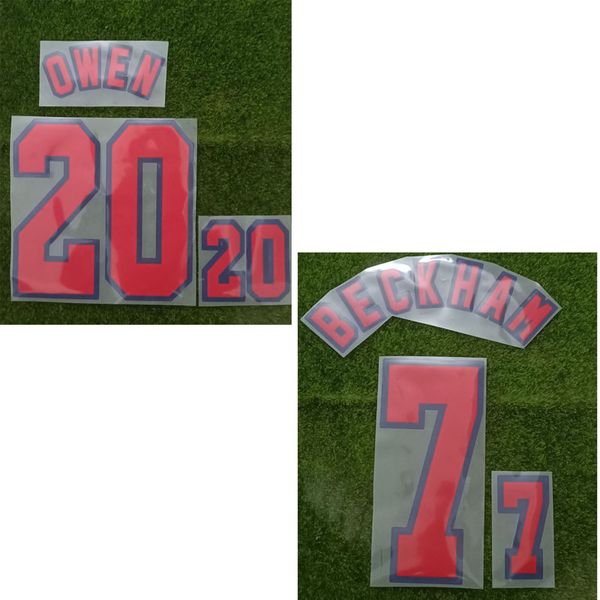 

1998 #7 beckham nameset #20 owen printing heat transfer soccer patch badge