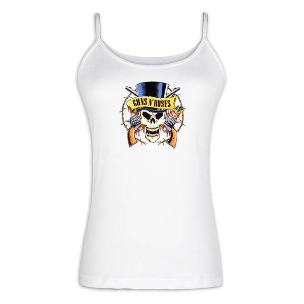 

sunday funday guns n' rose skull feed me tacos and tell me i' pretty womens ladies vest singlet cotton strappy tank, White