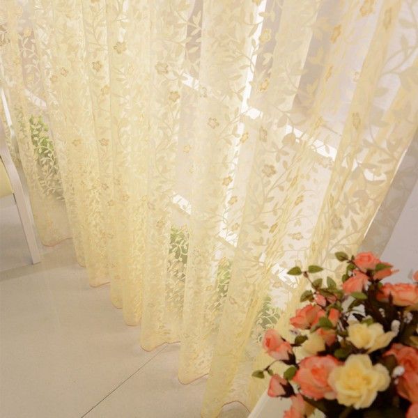

home decor leaves sheer voile drape door window room divider scarfs curtains