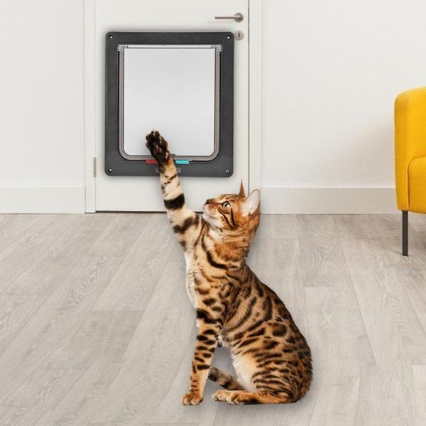 

4 way lockable dog cat security flap door kitten puppy pets plastic gate