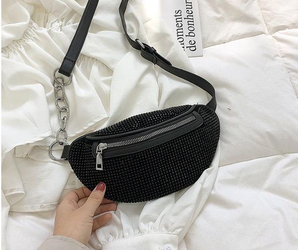 

new arrival belt bags chain flash rhinestone shoulder messenger chest bag 2020 new bag female