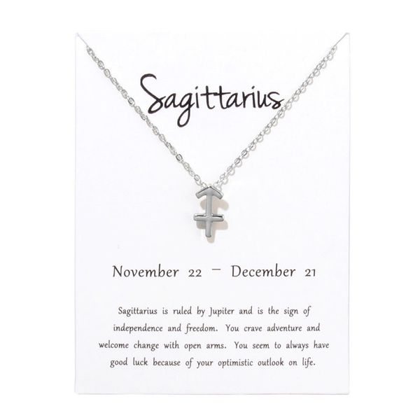 

2020 fashion sagittarius 12 constellation card pendant necklaces chains necklace pendants birthday jewelry gifts for women, Golden;silver