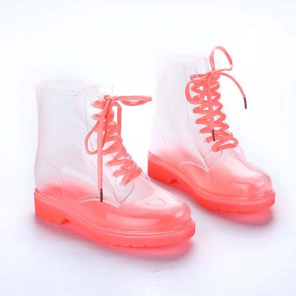 

новая мода девушки женщина rainboots прозрачные босоножки, желе дождевые сапоги женщины водонепроницаемые мартин сапоги нескользящей лодыжки, Black;grey