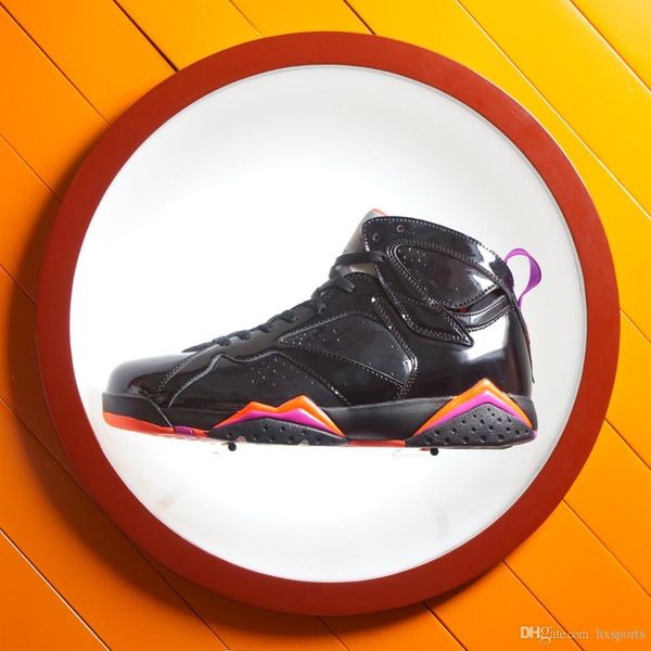 

2019 new men basketball shoes 7 7s halloween patent leather black purple orange yellow 7 retro with box size 7-13, White;red