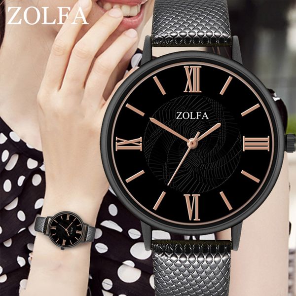 

fashion quartz watch glass mirror round dial synthetic leather strap daily office watch tc21, Slivery;brown