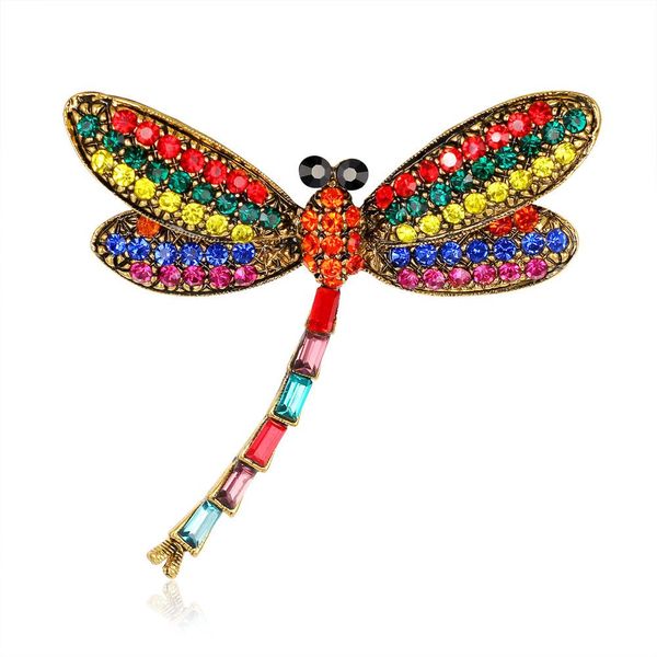 

rhinestone new retro alloy inlaid diamond insect brooch pin colorful dragonfly brooch wholesale diy jewelry hat bag shoes clothes accessorie, Gray