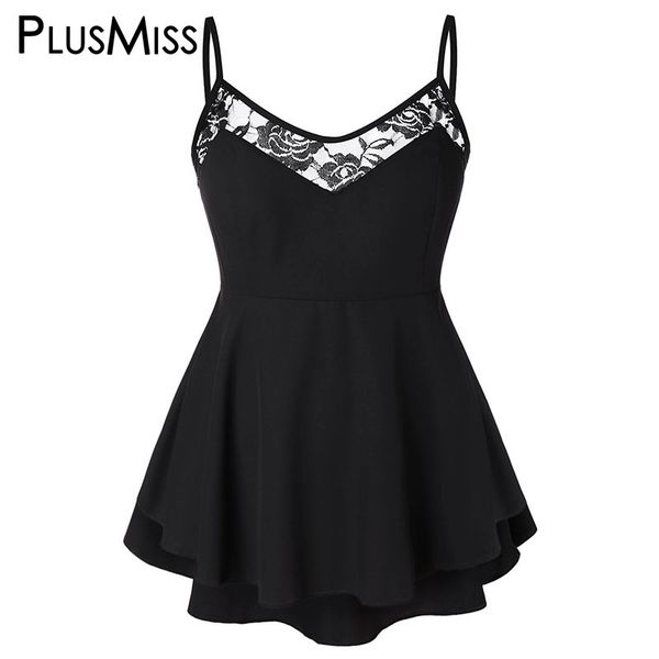 

plusmiss plus size xxxxxl floral lace mesh black peplum cami women clothing big size summer party vests xxxxl xxxl xxl, White