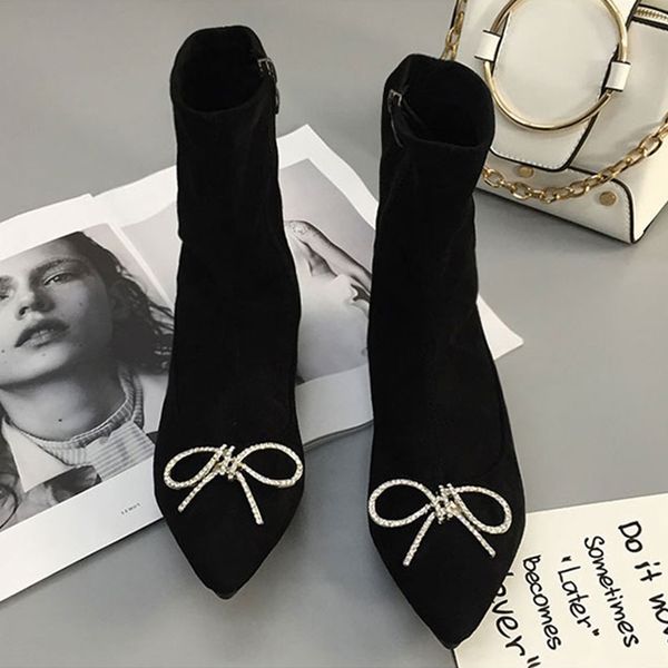 

boots socks scupperdonna women's shoes high heels high heels chassures women's bowknot ankle boots, Black