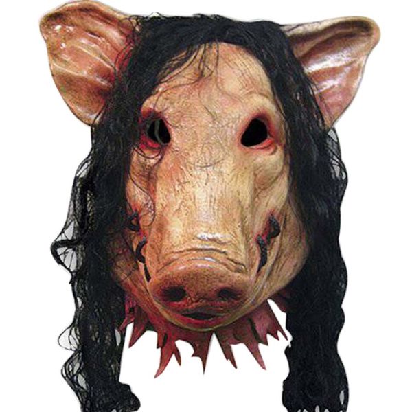 

halloween scary masks novelty pig head horror with hair realistic latex halloween cosplay costume festival party supplies mask