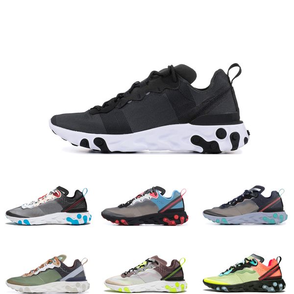 

nike react element 87 undercover мужские кроссовки черный темно-серый royal tint антрацитовый песочный песок total orange женские спортивные