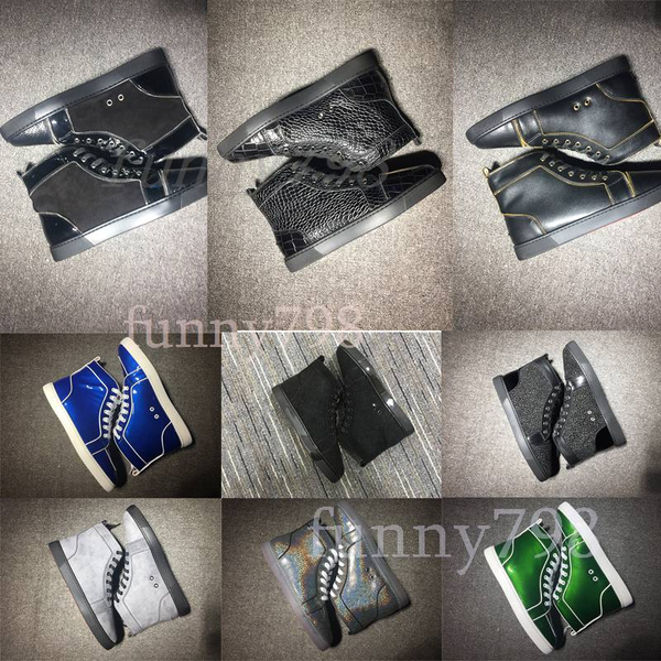 

brand men women red bottom 19ss spike socks platform donna spikes bottoms party personality high leather studded designer shoes sne4d15#, Black