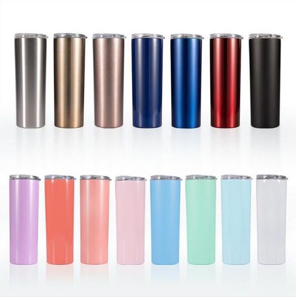 

straight tumbler water bottle insulated thermos cup stainless steel coffee mug vacuum beer wine glass with lids straws 20oz drinkware c6938