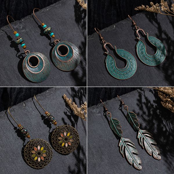 

multiple vintage ethnic boho dangle drop earrings gifts for women female anniversary bridal party wedding wholesale jewelry2019, Silver