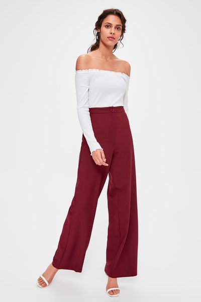 

trendyol burgundy flare pants twoaw20pl0244, Black;white