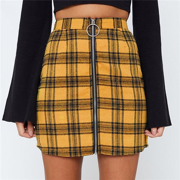 

women plaid skirt korean high waist short skirts girls fashion street style a line skirt summer, Black