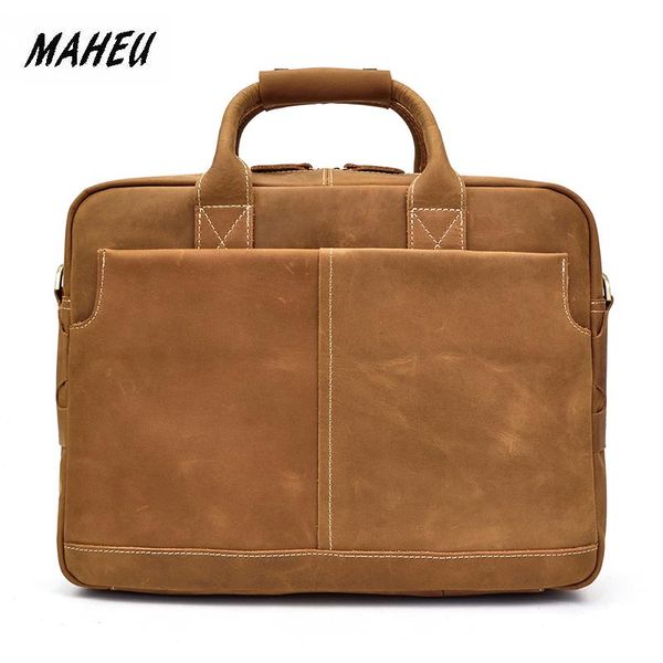 

maheu official briefcase leather men male hand bags shoulder briefcases for pc lap15 inch working commuter bag for man
