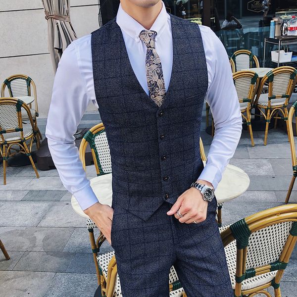 

new men плед жилет азиатский размер s m  xl xxl xxxl синий костюм жилеты человек классический мужчины свадебный жилет, Black;white