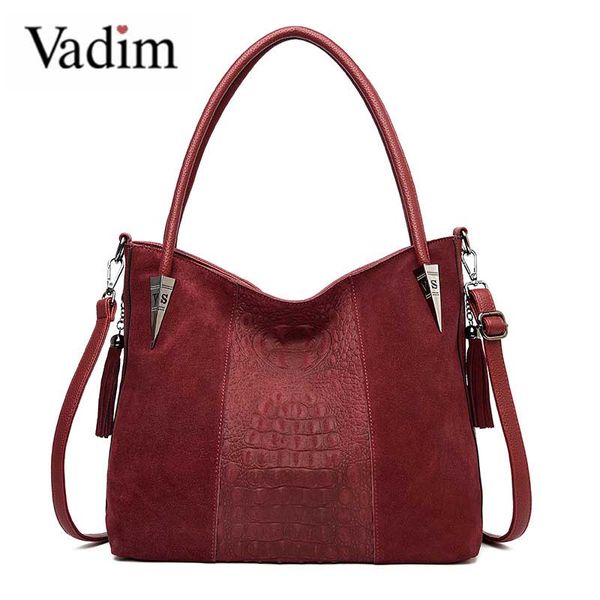 

vadim fashion women real suede leather shoulder bag female leisure nubuck convertible handbag hobos messenger handle bag sac