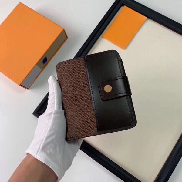 

2019wholesale simple retro small purse female short paragraph old flower two fold buckle wallet student coin purse men's mini wallet th, Red;black