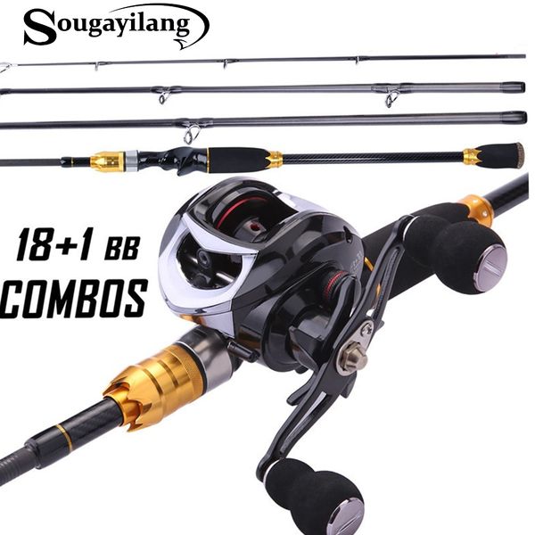 

sougayilang fishing rod set baitcasting fishing rod and reel travel portable tackle kits for freshwater saltwater