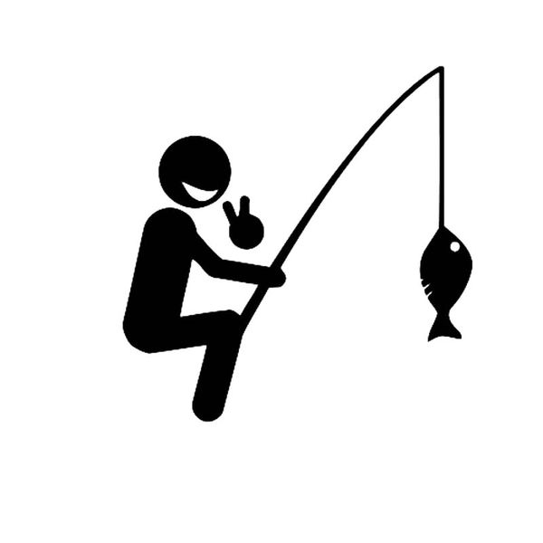 

15.2cm*15.5cm cheerful happy fisherman be caught a fish fun vinyl car sticker decals