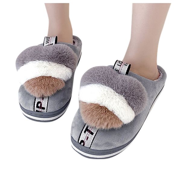 

sagace keep warm home slipper with fur indoor thick-soled non-slip cotton slippers simple slippers-women shoes for maternity, Black