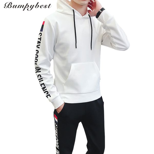 

bumpybeast men's sportswear 2018 spring autumn new section hoodies+pants casual suit sweater men's tracksuit clothing d29 -4xl, Gray