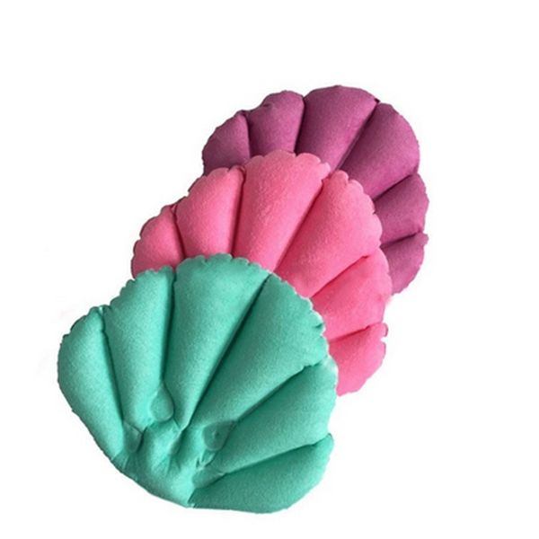 

soft bathroom pillow home comfortable non-slip spa inflatable bath cups shell shaped neck bathtub cushion bathroom accessories