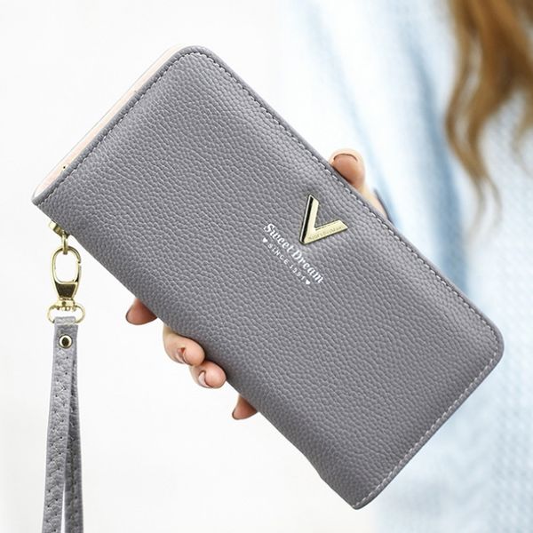 

multi color cover set wallet female long clutch bag large capacity 2019 new portable ladies zipper wallet korean student mobile phone bag, Red;black