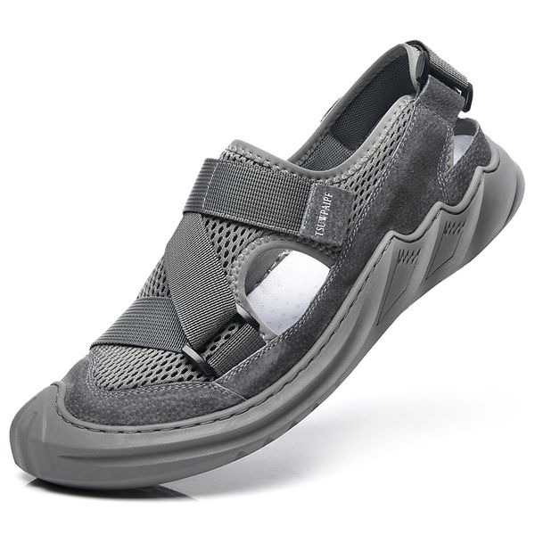 

piel safety sandel mens cuero homme deportivas playa sandalias sandalle sandal zandalias para summer casual leather da uomo man, Black