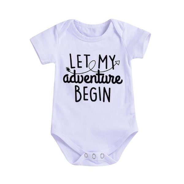 

2019 toddler infant baby girl clothes short sleeve arrow o-neck letter print short sleeve cotton romper infant kid clothes, White