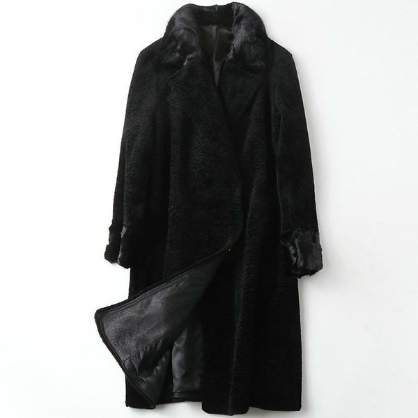 

autumn winter wool coat women clothes 2020 korean vintage collar wool jacket real fur coat abrigo mujer tp19031105c, Black