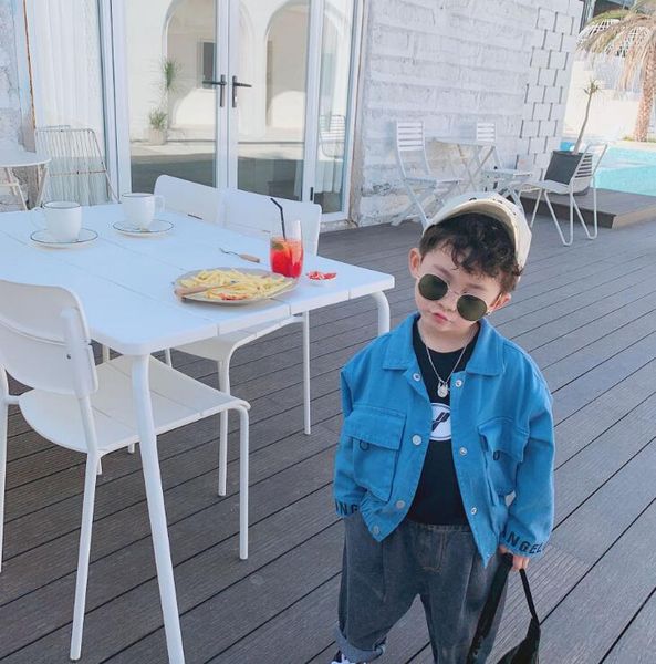 

2020 новый стиль мальчиков пальто весна хлопка моды полный рукав куртки дети 1-6t hm867, Blue;gray