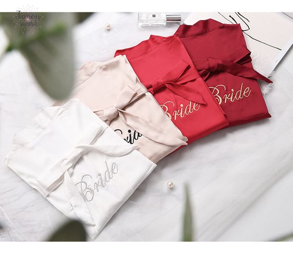 

свадьба на заказ индивидуального кимоно атласной пижамы венчание мантия невеста мать невеста одеяние maid of honor даты, Black;red