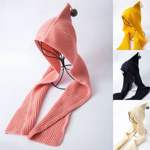 

baby boys girls knitted winter warm hooded scarf hats warmer autumn winter stole shawl scarves toddler children accessories 2020, Blue;gray