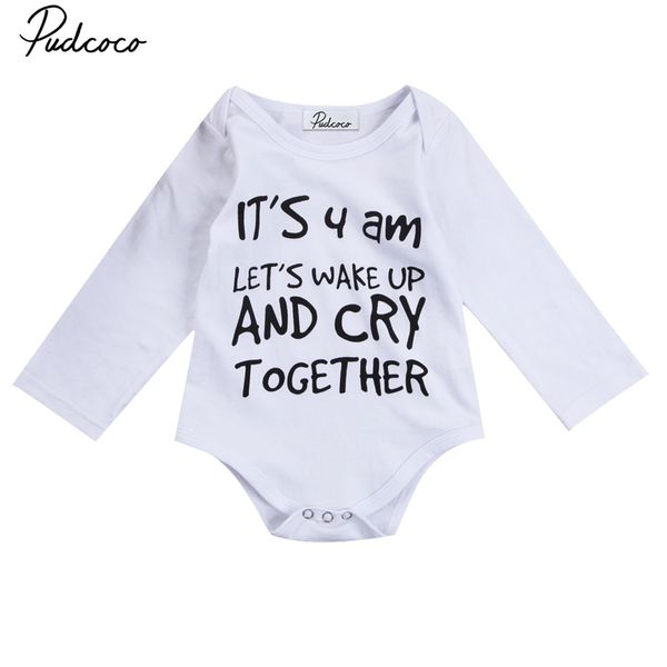 

cry together letter infant baby boys girls long sleeve romper white cotton clothes, Blue