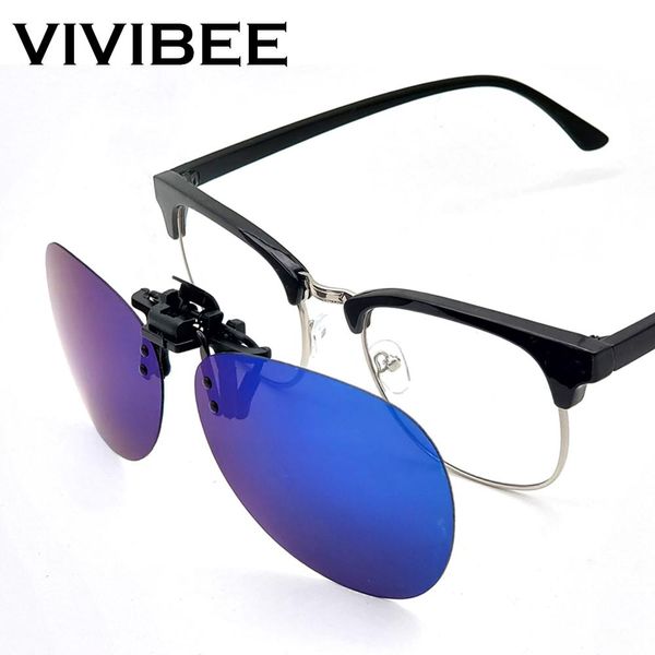 

rimless round flip up clip on oversized men polarized clip sunglasses aviation blue mirror big driving prescription glasses qlnwg
