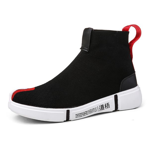 

men sock walking footwear 2019 fashion high casual shoes for men breathable flats mens casual platform shoes zapatos hombre, Black