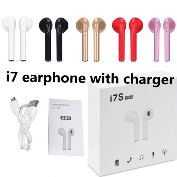 

High quality I7 I7S TWS Wireless Bluetooth Earbuds Twins Headphones Earphone Headphone for Android Samsung Smart Phone with Charge Box DHL