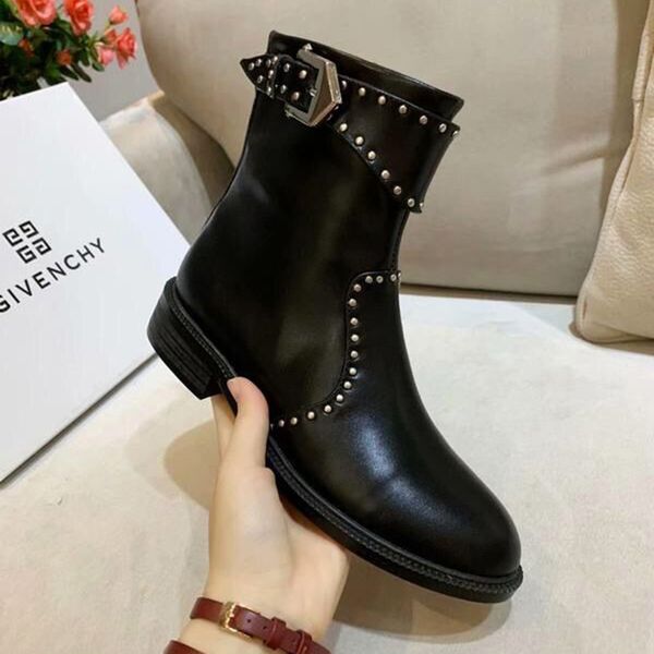 

high-end female autumn and winter 2019 new rivet british wind martin boots tide custom handsome bare boots single boots, Black