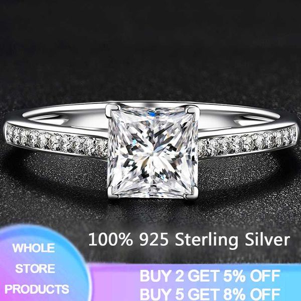 

яньхуэй 2020 новая мода принцесса вырезать кубического циркония свадебные кольца для женщин бренд ювелирных изделий из серебра 925 лучшие по, Golden;silver