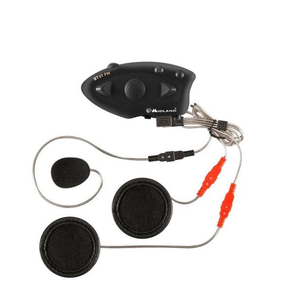 

black durable midland btx1 motorcycle helmet headset intercom hands-interphone fm rider-to-passanger intercom