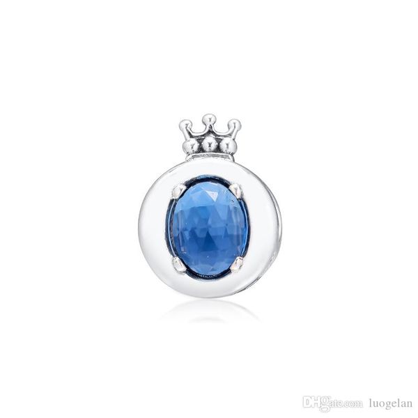 

2019 original 925 sterling silver jewelry blue sparkling crown o charm beads fits european pandora bracelets necklace for women making, Bronze;silver