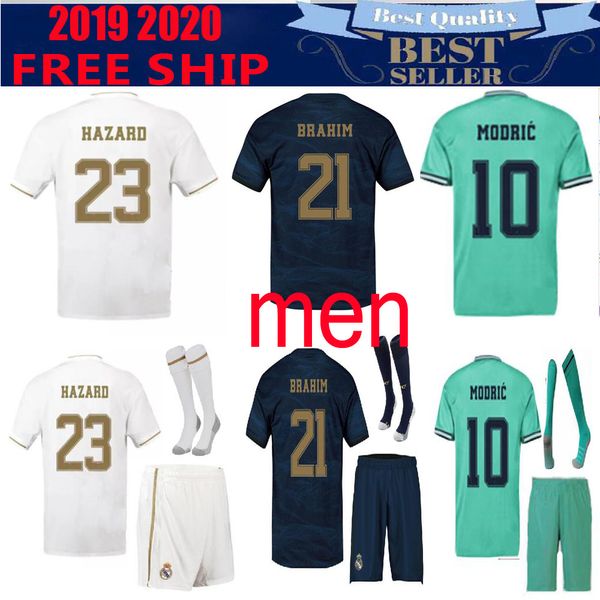 

fans player version 19 20 21 hazard real madrid soccer jersey modric zidane 2020 2021 isco football kit shirt men sets, Black