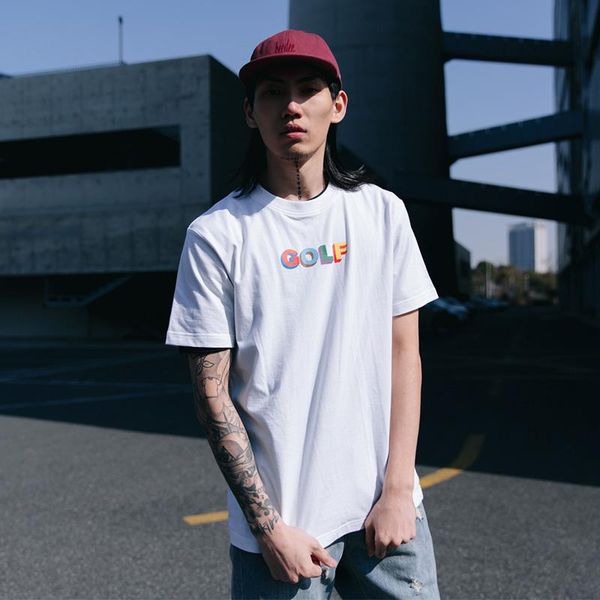 

golf wang multi color 3d logo tee luxury casual simple solid short sleeve men women summer street skateboard t shirt hflstx260, White;black
