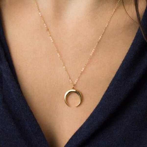 

delicate kolye pendant necklace curved crescent moon necklace gold silver women ladies jewelry birthday gift