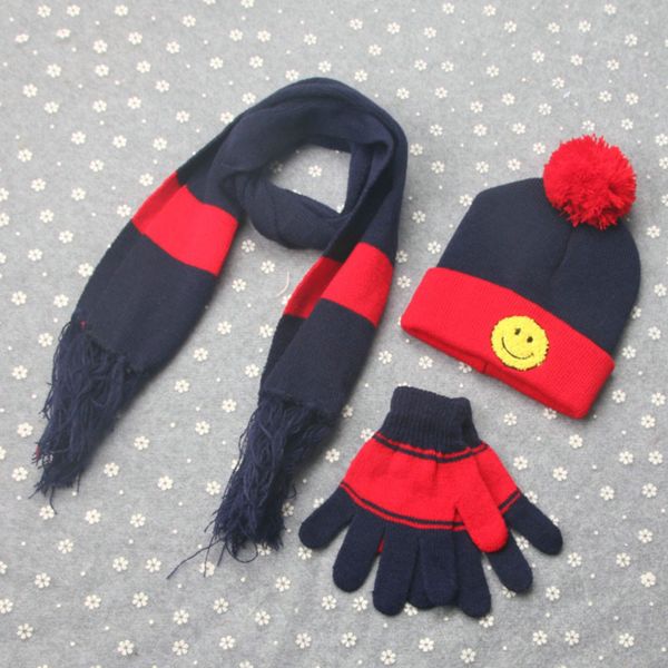 

muqgew 3 sets baby accessories winter boys girls hat set smile scarf neck keep warm scarves hat gloves set kids wy8, Yellow