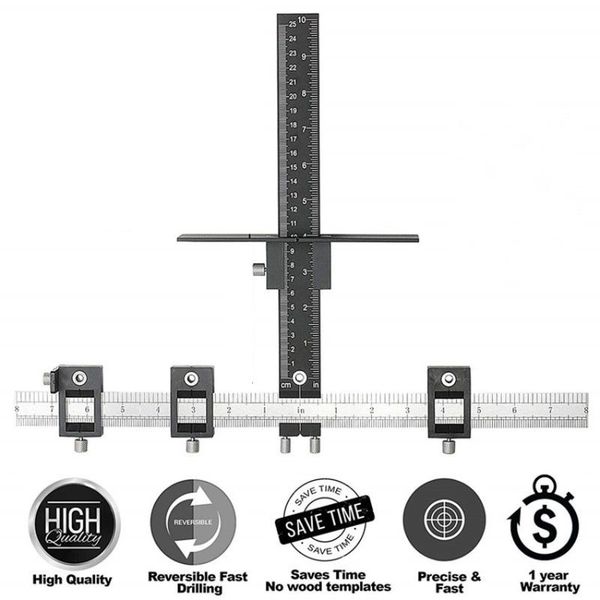 

multifunctional aluminum alloy drawer pull wood drilling dowelling hole jig furniture punching tool true position hardware tools