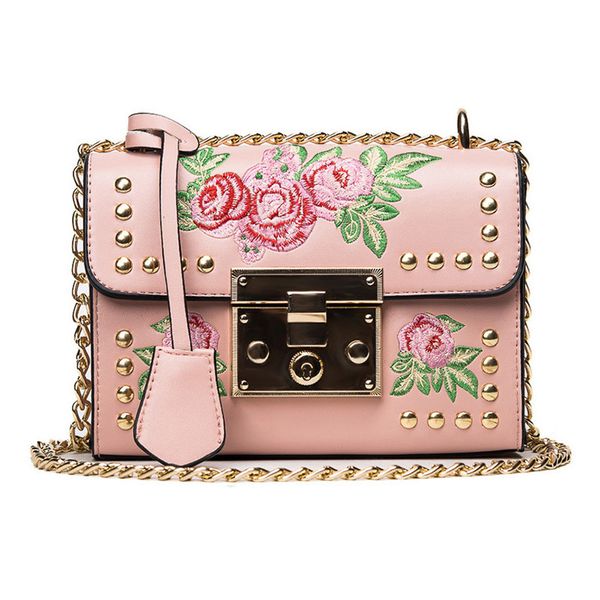 

crossbody bags for women shoulder messenger bags embroidery rose shoulder chain body bolso mujer feminina#35