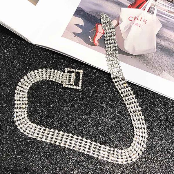 

sparkling silver color crystal drill collar chain choker necklace bracelet 2 in 1 bridal women wedding party rhinestone choker